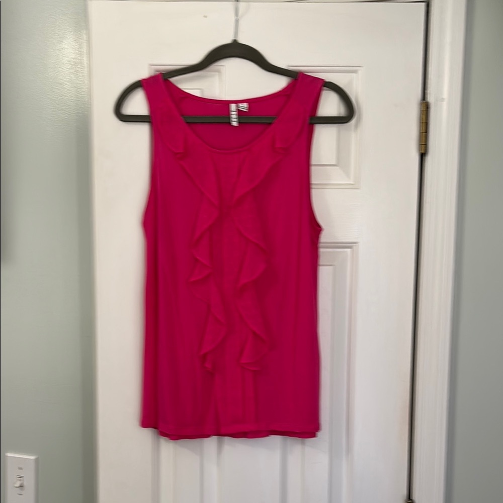 Pink Sleeveless Ruffle Top
